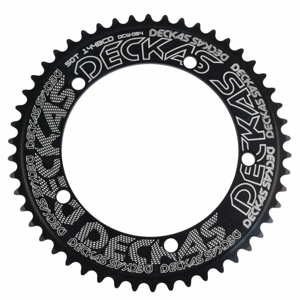 Black aluminium alloy track bicycle single disc chainring 144BCD with multiple tooth options