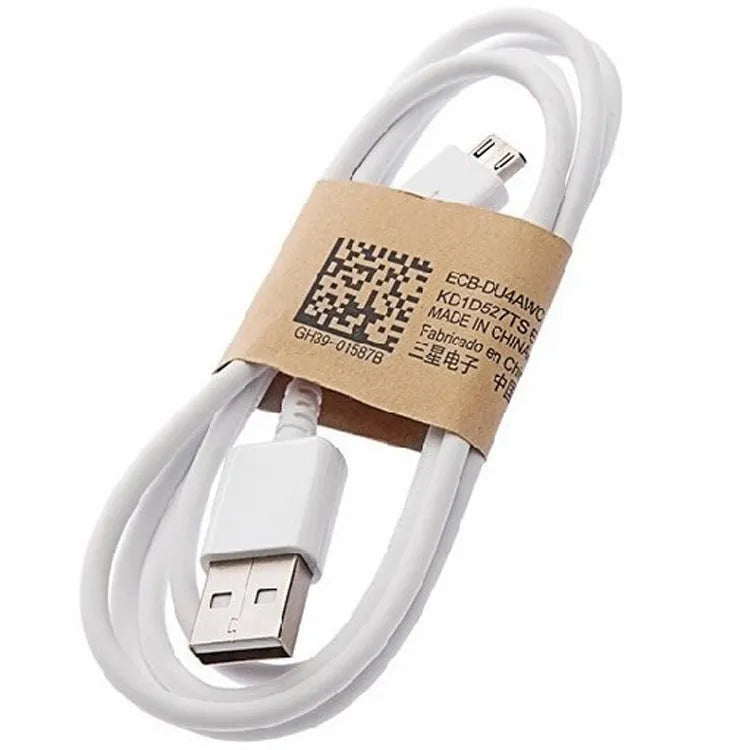 Android Micro USB universal data cable in black or white with 1 metre PVC cable