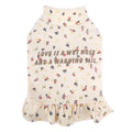 Light purple and apricot pet undershirt with thick polyester outer and floral inner skirt for small dogs