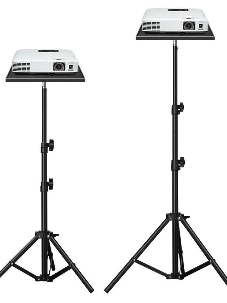 T01 projector floor tripod stand with telescopic lift and plastic tray in 1.2 metre height configuration