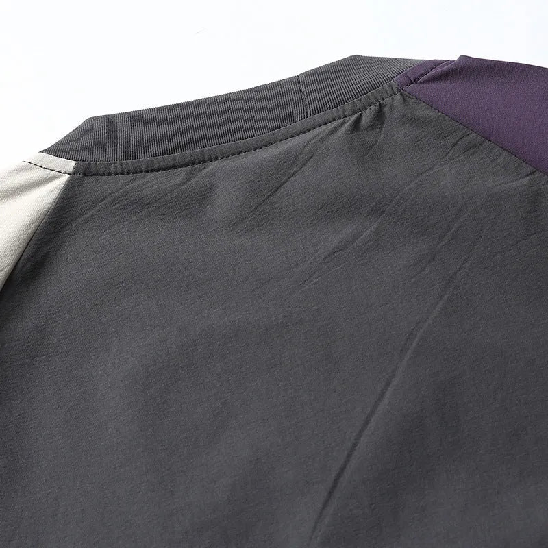 Dark grey men's t-shirt with contrasting colour raglan sleeves in loose fit