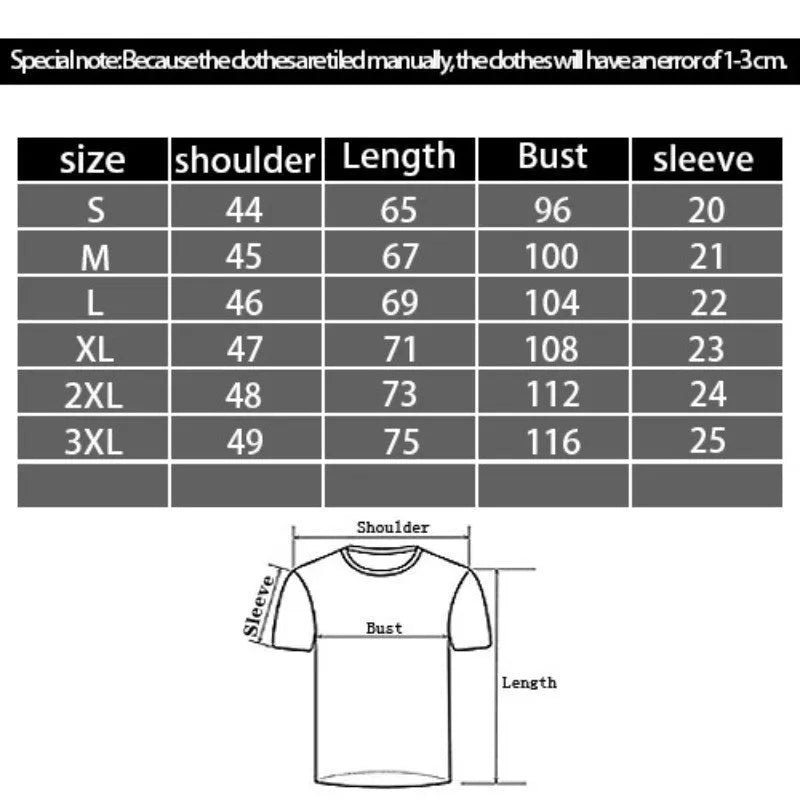 Men's black t-shirt with 3D digital printed cartoon pattern, round neck and short sleeves