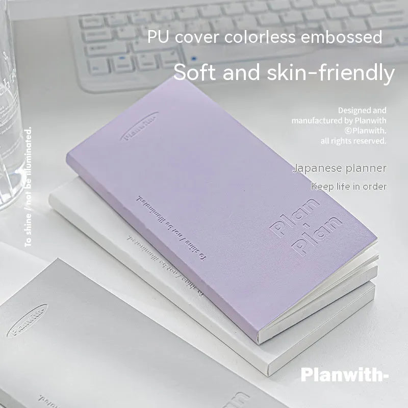 Embossed daily meter book with white cow paper pages in blue, gray, protective, purple, or white cover