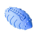 Light green thickened rubber rugby ball dog toy with textured biting surfaces