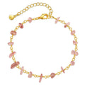 Irregular natural gravel turquoise bracelet in 18K copper with geometric design and crystal accents