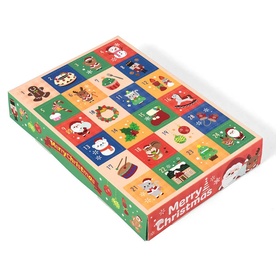 24 Grid Christmas Gift Box Blind Packaging with calendar design, 25x17x4 cm