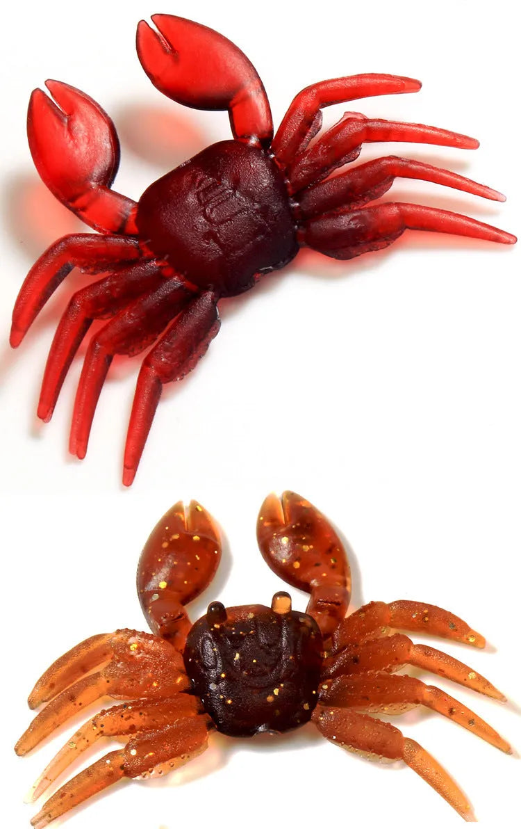 PVC software crab bait fishing lure measuring 8cm in red crab and brown crab specifications