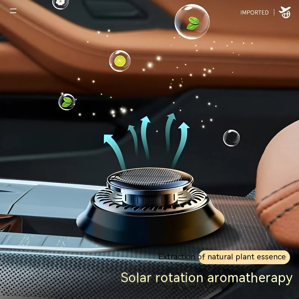 Black solar car aromatherapy decoration with electromagnetic de-icing function on vehicle dashboard