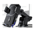 Black car wireless charger phone holder with 15W charging and dual mounting options