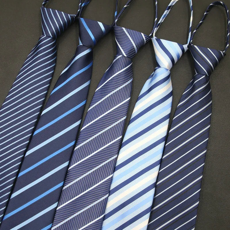 Men's knot-free zipper bow tie in striped geometric pattern, 48cm long, 8cm wide, available in 36 colours