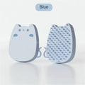 Blue silicone pet grooming comb with dual texture bristles for cat and dog hair removal