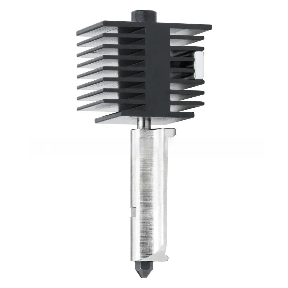 Bambu Lab A1 Mini hardened steel hot end assembly with multiple nozzle sizes and black silicone sleeve