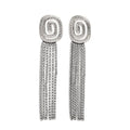 Full rhinestone tassel stud earrings in gold colour made from stainless steel with electroplated finish