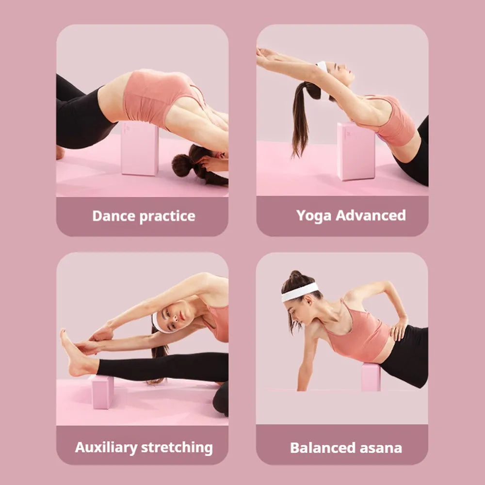 Solid colour EVA foam yoga block with hexagonal sides and ridges for grip