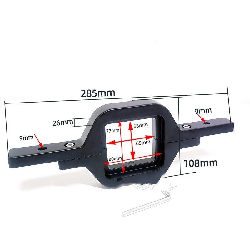Black aluminium alloy LED reverse light mounting bracket for a Jeep Wrangler off-road vehicle.