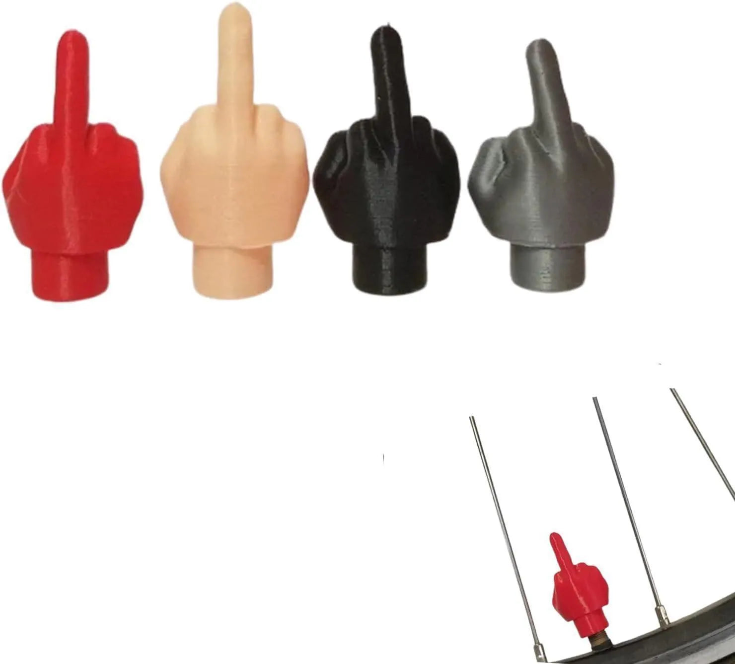 Eight latex tyre valve caps - four black and four skin colour - for car wheel valve protection
