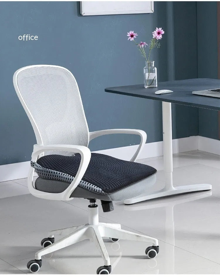 Memory foam car cushion with fixed straps in black colour on office chair
