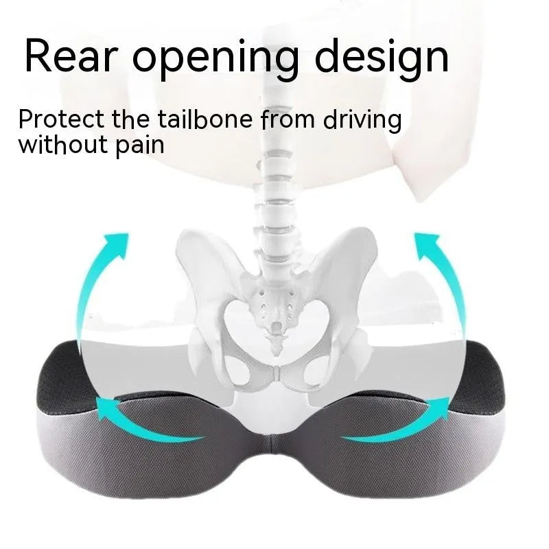 Curved bevel seat cushion in solid colour with memory foam core for tailbone and anal support