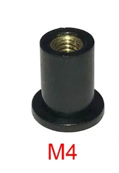 Motorcycle windshield rubber expansion well nut fasteners with brass cores, 10-piece kit including M4 M5 M6 sizes