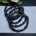 Natural black tourmaline rough stone unisex bracelet, 10mm size with Seiko processed beads.