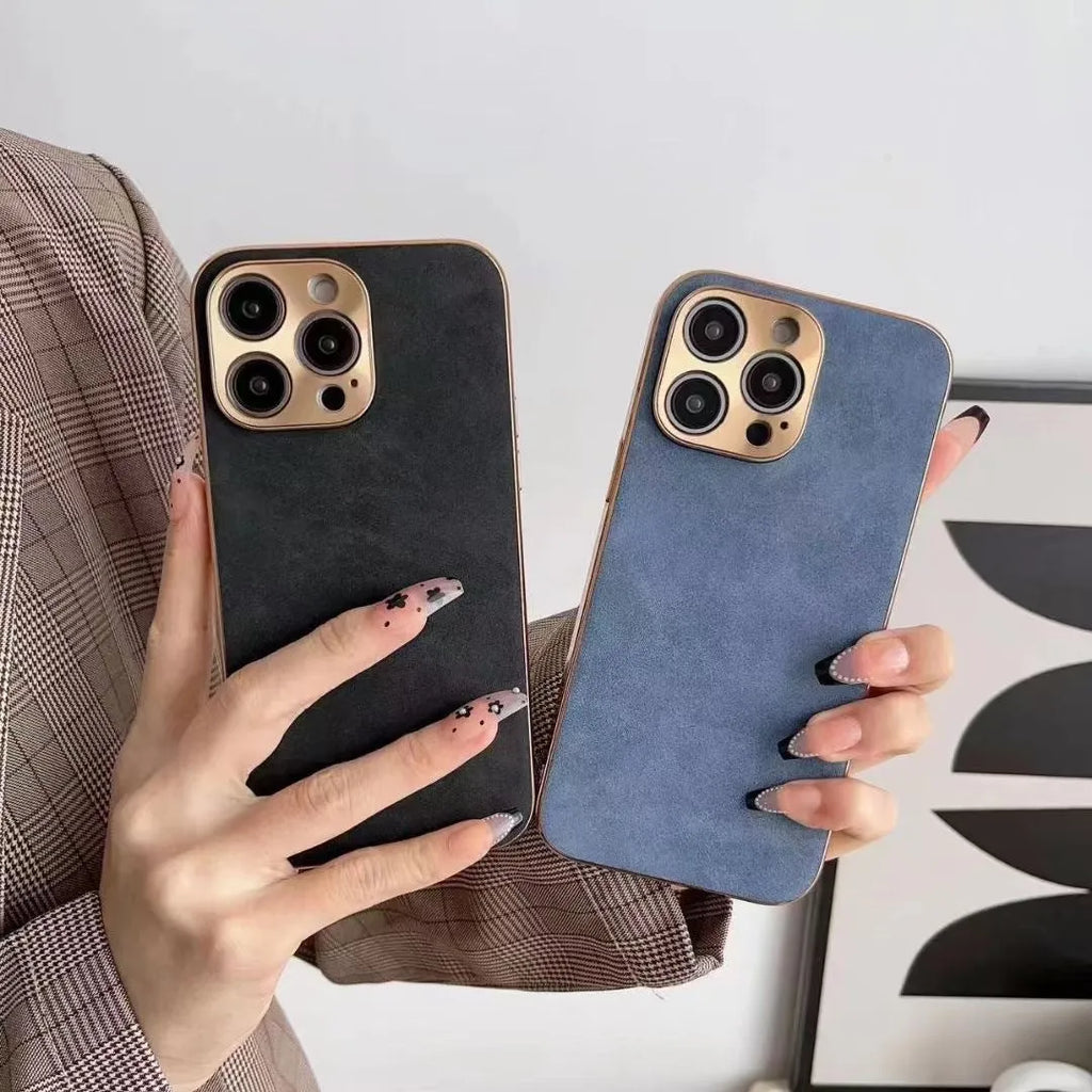 Leather texture TPU phone case for iPhone in solid colour options