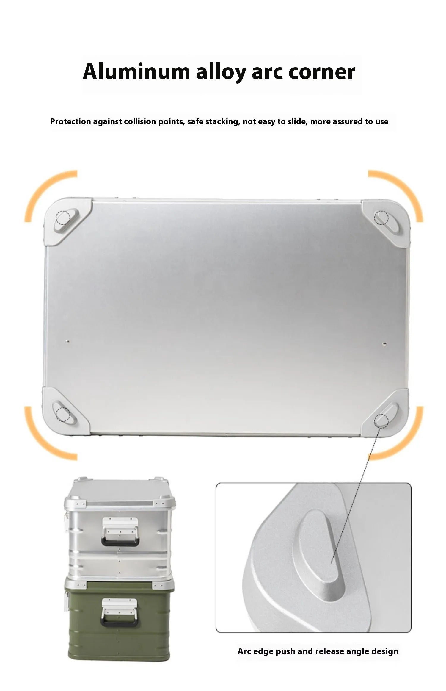 Field Green aluminium alloy outdoor storage box for camping and vehicle-mounted gear, size 58x38x28 cm