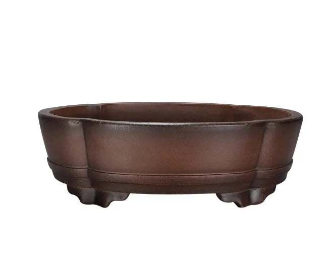 Classical green purple clay bonsai pot, 50cm wide, for tabletop or floor plant display.