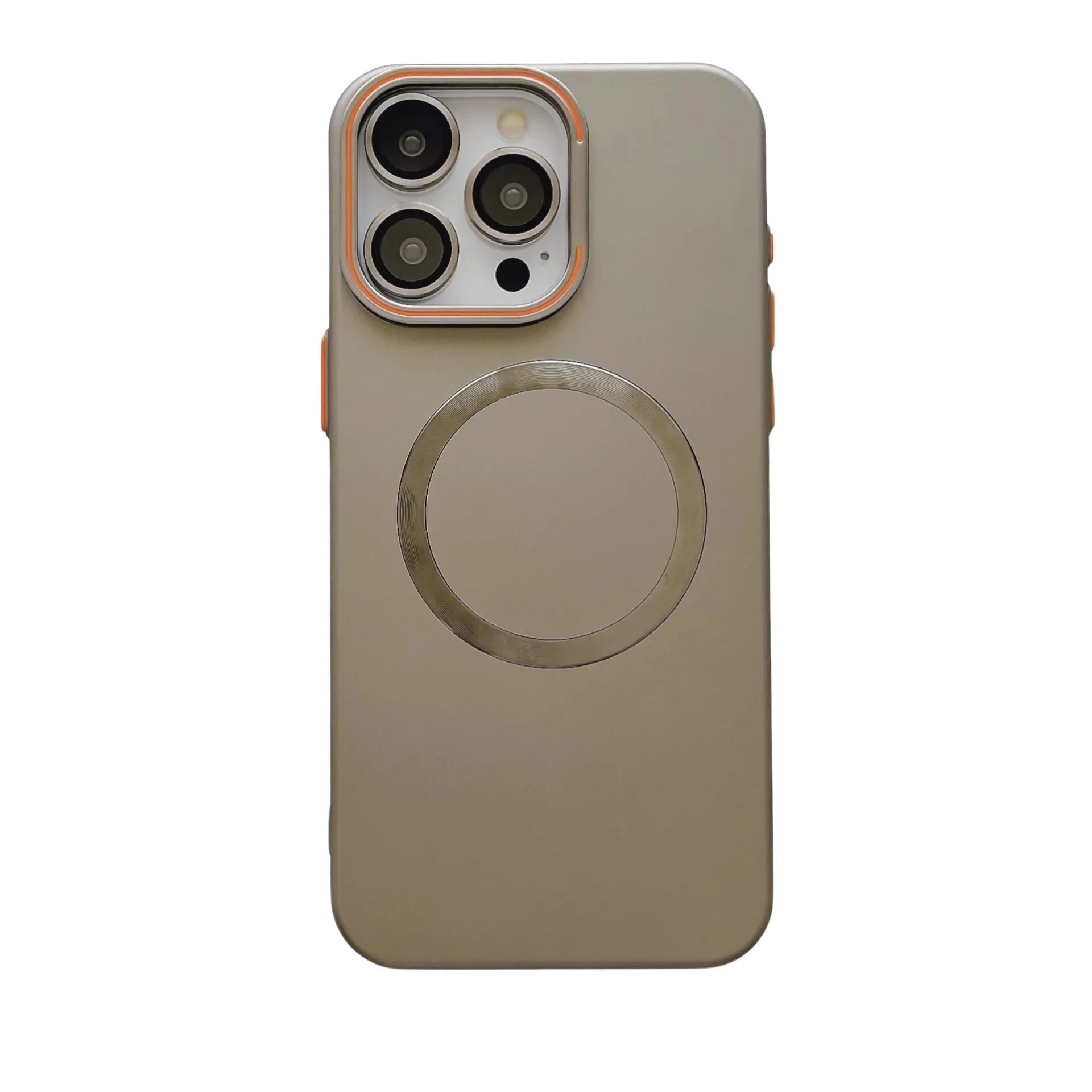 Frosted magnetic bracket phone case in black for iPhone 15 Pro Max with lens protector