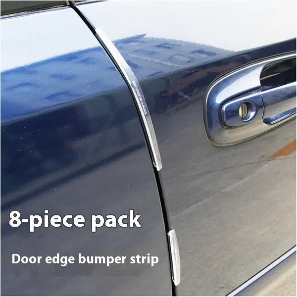White plastic car door edge protective bumper strip with adhesive backing
