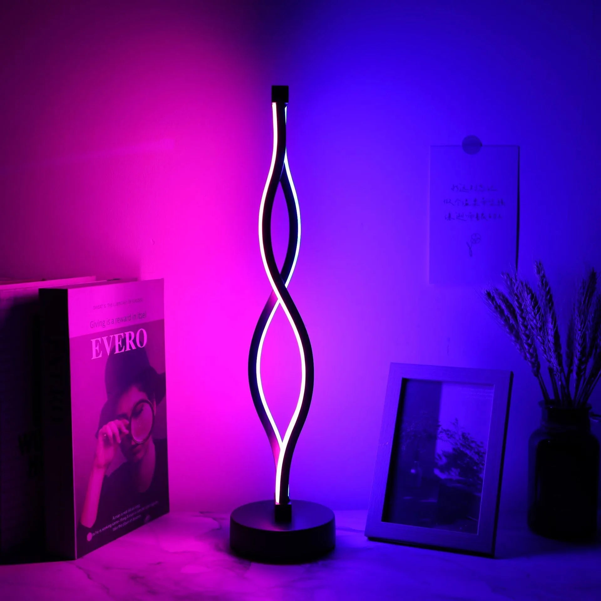 Black aluminium desk lamp with touch dimming and three-colour button control
