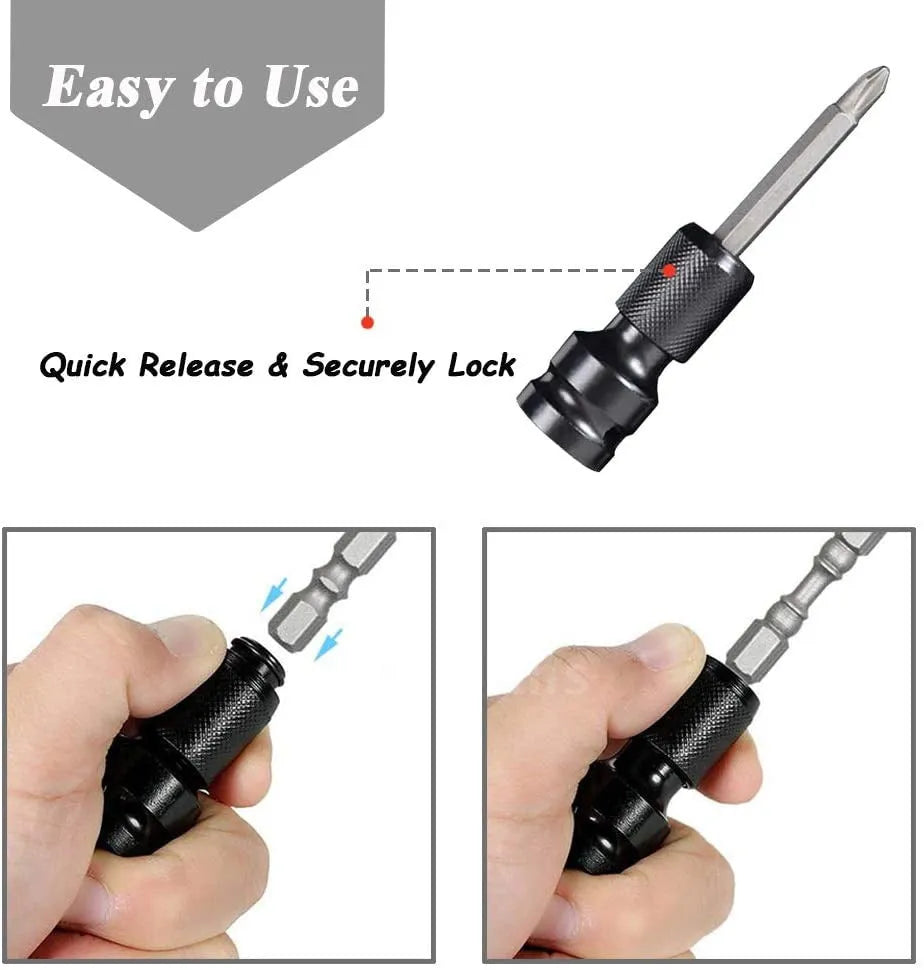 Telescopic scaling bit holder with hexagonal handle for electric wrench drives