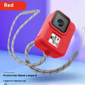 Blue silicone protective sleeve and wrist strap for GoPro Hero8 Black action camera