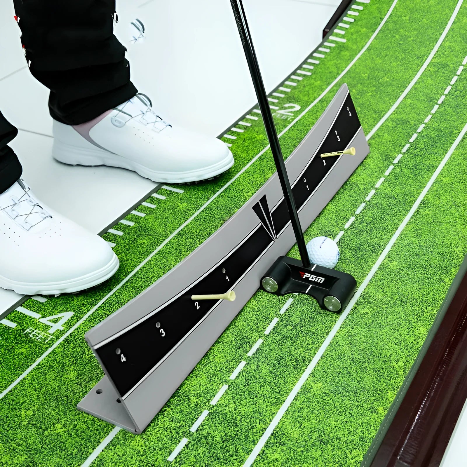 Adjustable golf putter trajectory balance simulator with PVC construction for stroke practice