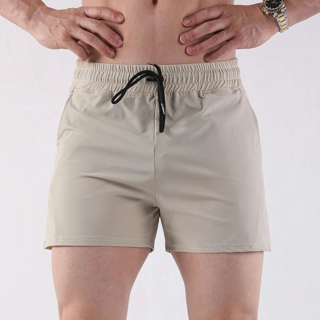 Men's thin polyester basketball shorts in grey colour with elastic waistband