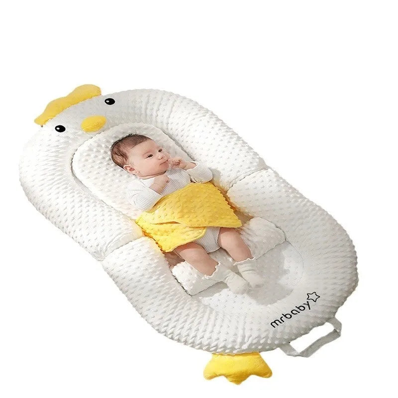Foldable newborn baby sleeping slope mattress in Little Dragon design for reflux relief on soft fabric