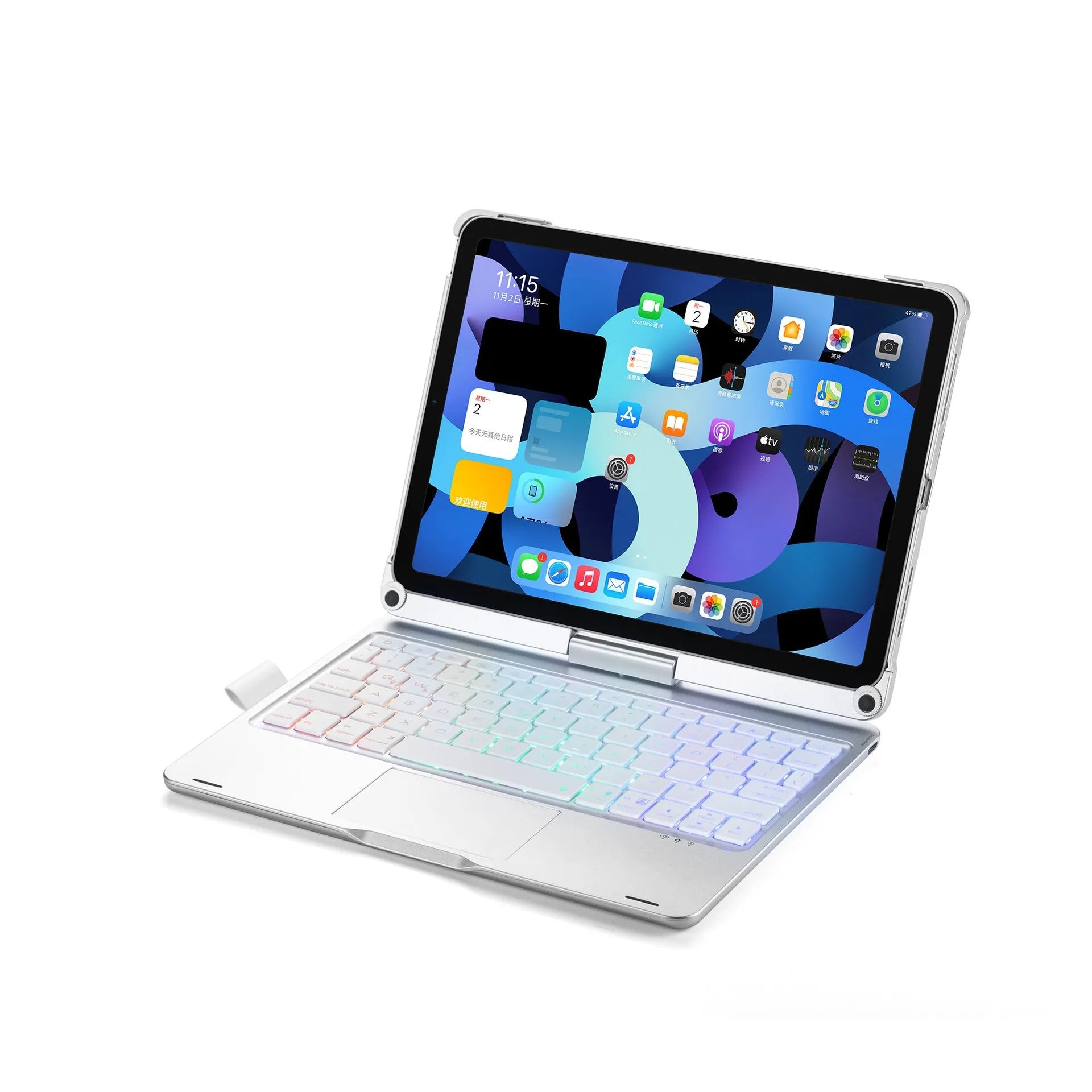360 rotating Bluetooth keyboard with touch backlight for iPad Pro and iPad Air tablets