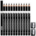12 white and black waterproof eyeliner pencils with sharpener in retractable makeup set