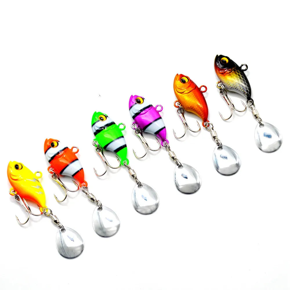 Metal sea fishing iron plate lure with rotating sequin in gold colour