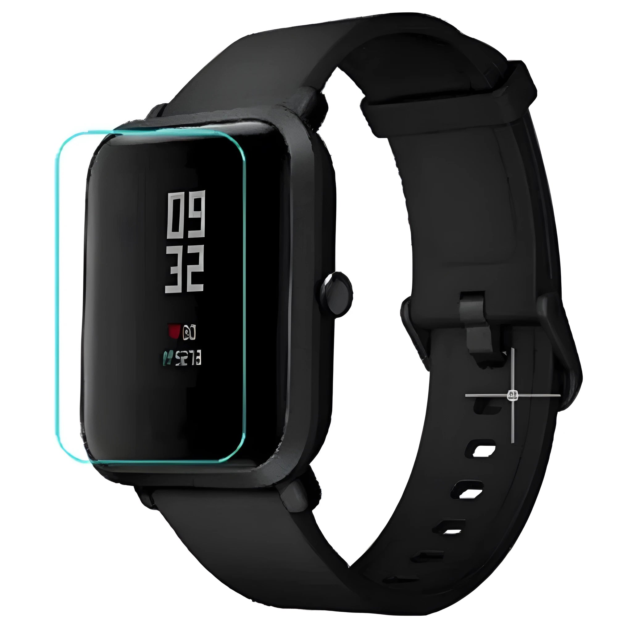 HD hydrogel screen protector film for Amazfit Bip smartwatch showing full coverage.