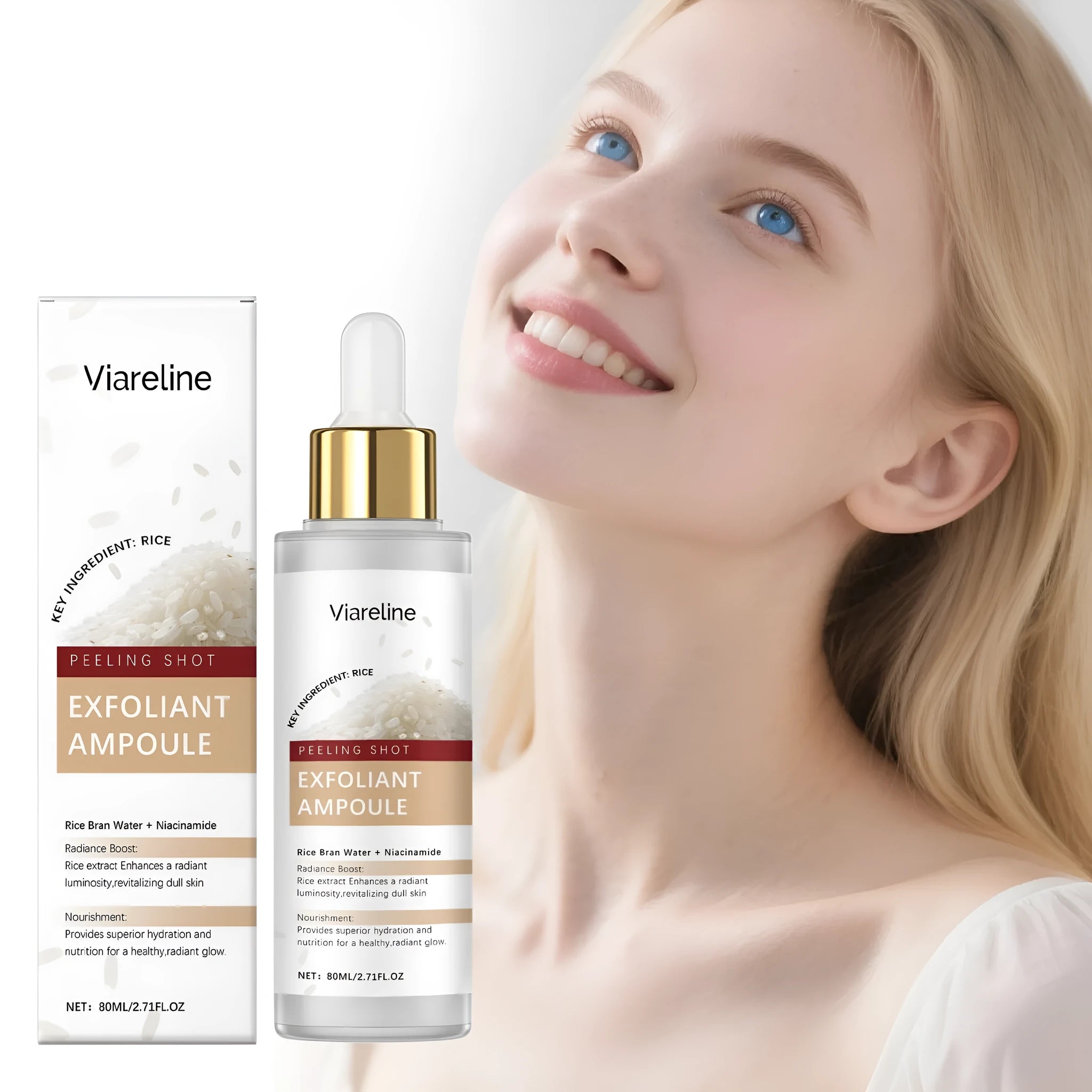 80ml exfoliating liquid bottle for facial cleansing and nourishing with hyaluronic acid