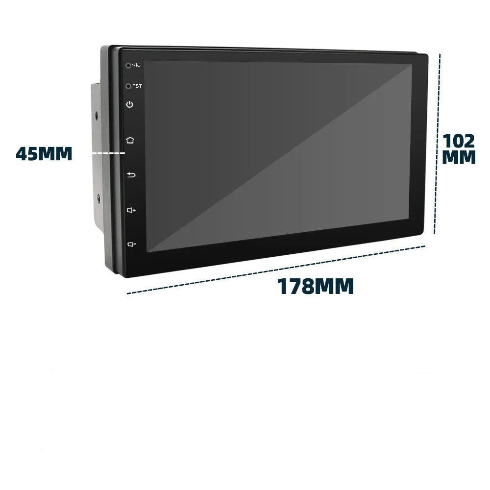 Black universal 7-inch MP5 car player with GPS navigation and CarPlay connectivity