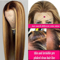 Long straight real human hair front lace wig colour P427 for ladies 13x4 weave