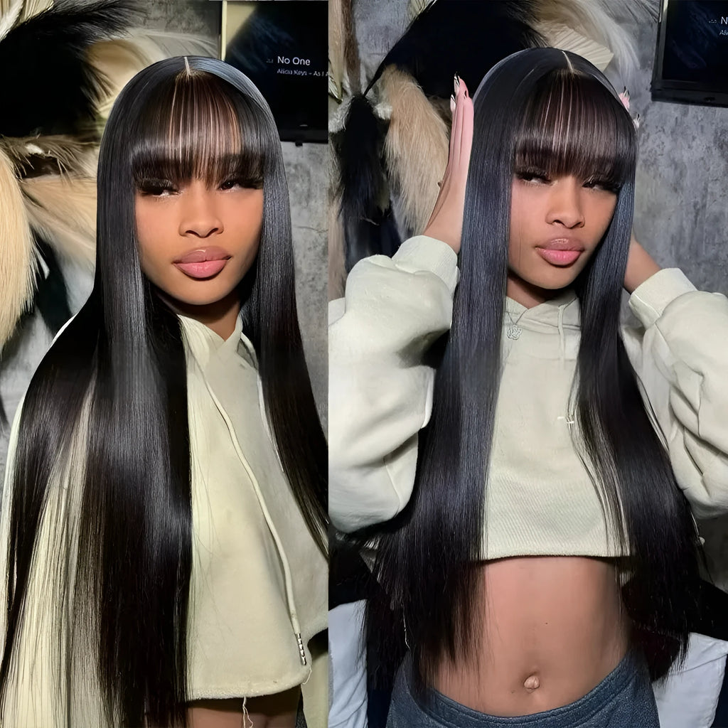 Women's natural colour human hair wig with full-mechanism headgear in various length options