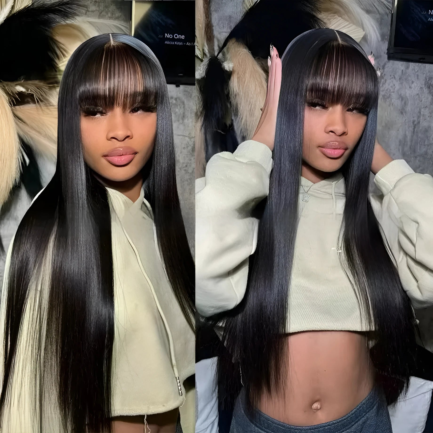 Women's natural colour human hair wig with full-mechanism headgear in various length options