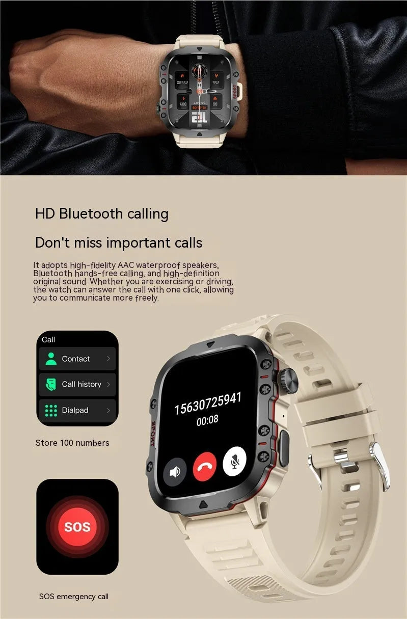 QX11 smartwatch with black zinc alloy case and TFT touch screen displaying heart rate data.