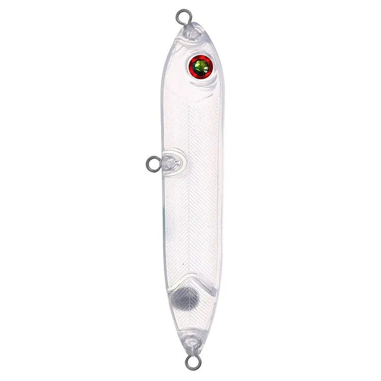 Transparent 9.5cm fishing lure blank with 7mm eye slot for DIY customisation