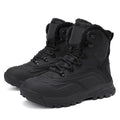 Men's black fleece-lined high-top boots with lace-up front and ribbed TPR sole