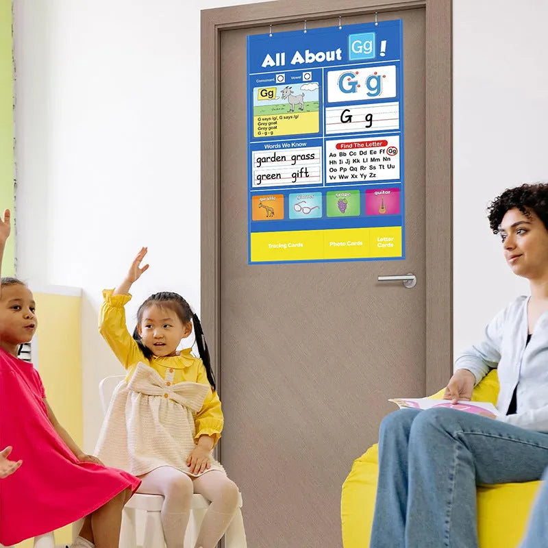 Children's alphabet learning chart with word cards, letter cards and picture cards on 60x40cm play mat