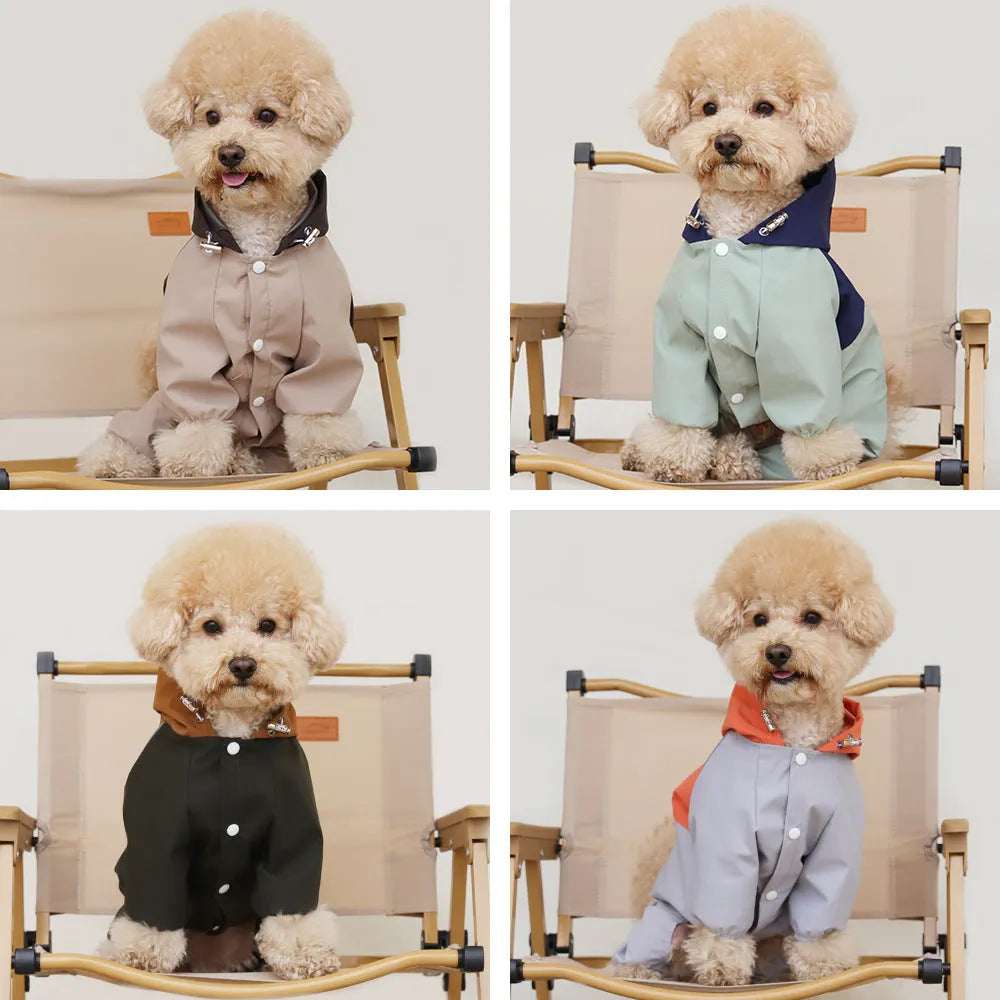 British style waterproof polyester shell jacket for small and medium sized dogs