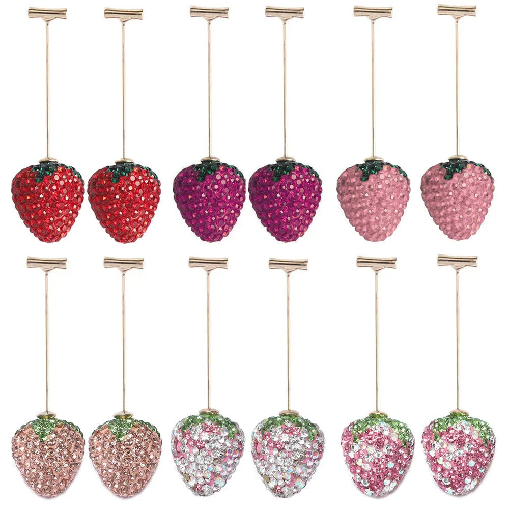 Geometric strawberry earrings with spot drill texture in six colour options